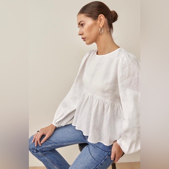 NWOT Reformation Rumi Linen Top in White - Picture 4 of 11